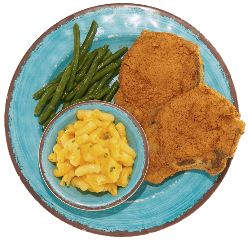 Lunch Blue Plates - Fried Pork Plate - McDavid's Cafe Southern Cuisine